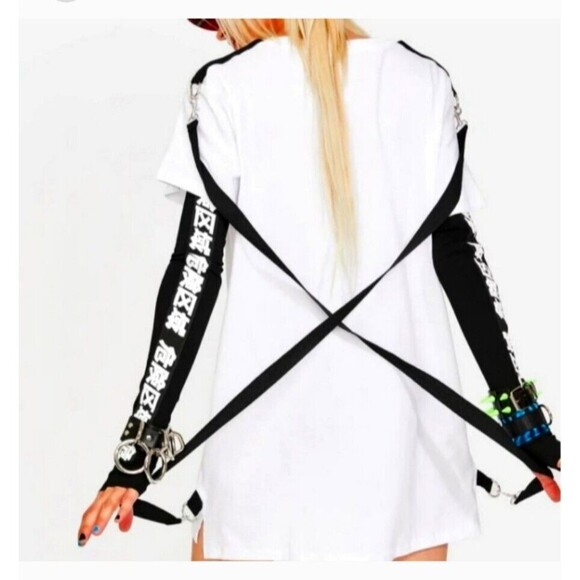 Dolls Kill Current Mood Tormented Teddy Graphic T-Shirt Tunic Medium - Picture 6 of 13